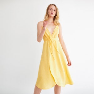 AUDREY Linen Wrap Dress / Sleeveless Summer Midi Dress for - Etsy