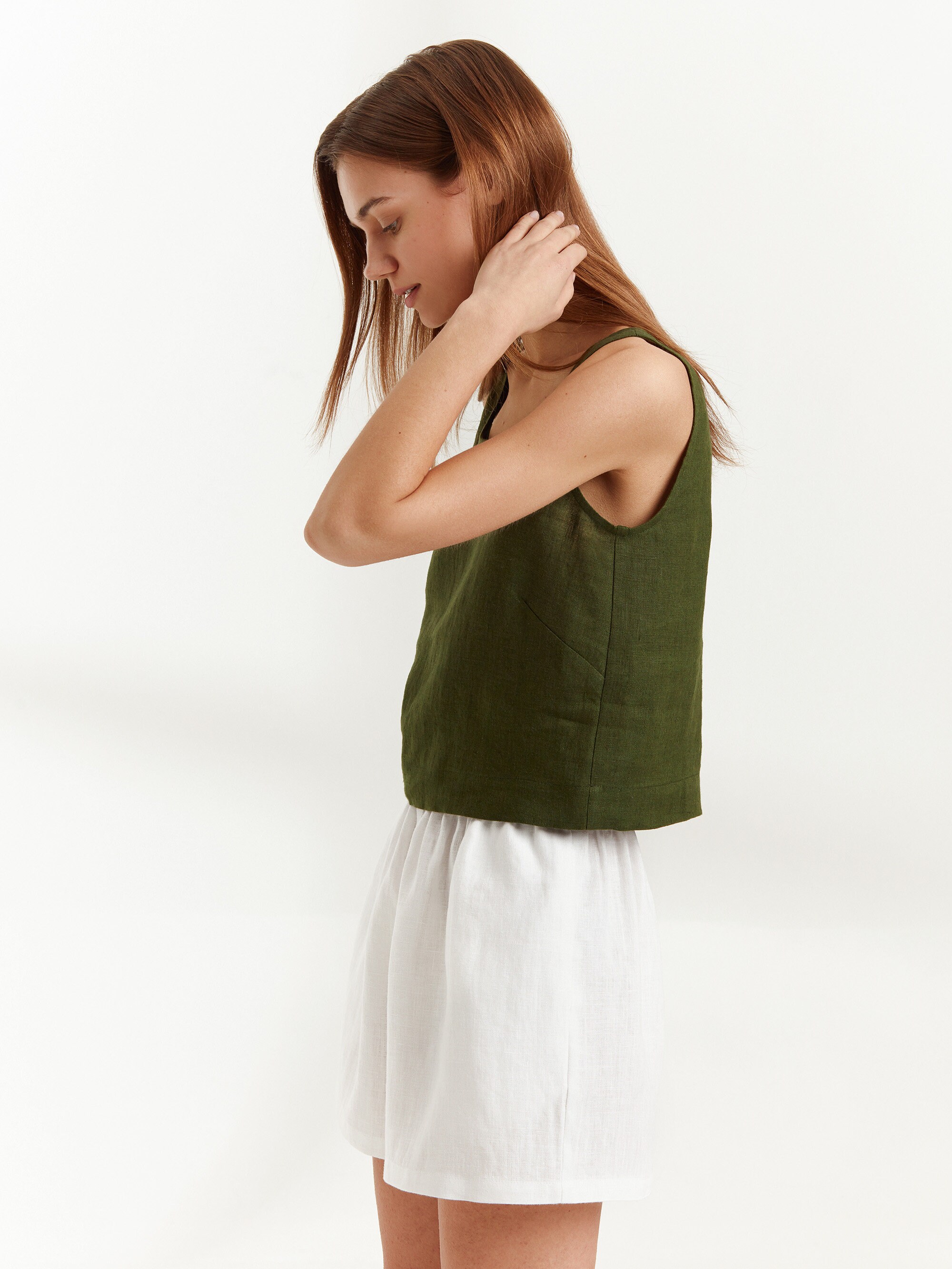 CALI Linen Tank Top / Sleeveless Blouse 