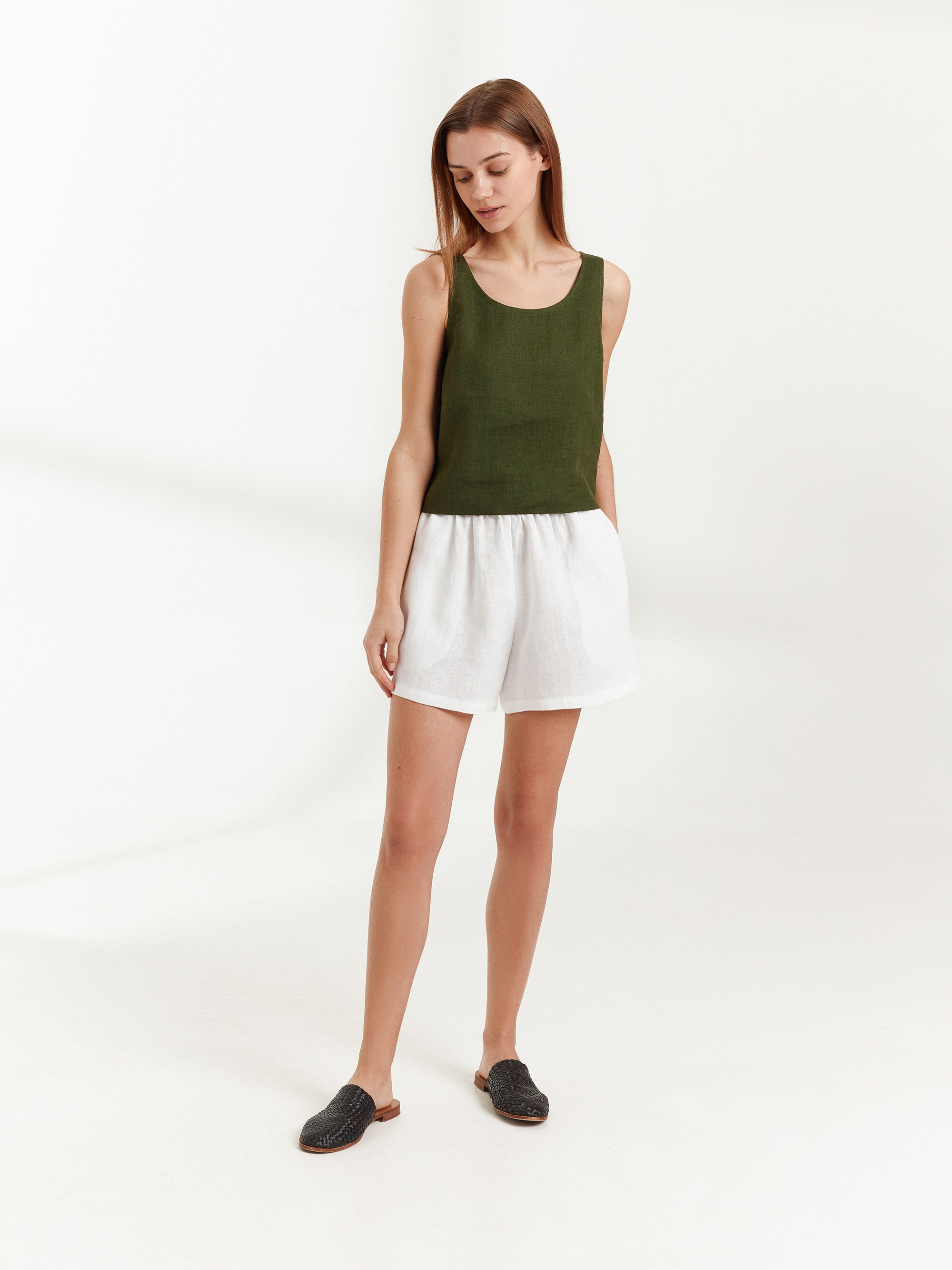 CALI Linen Tank Top / Sleeveless Blouse 