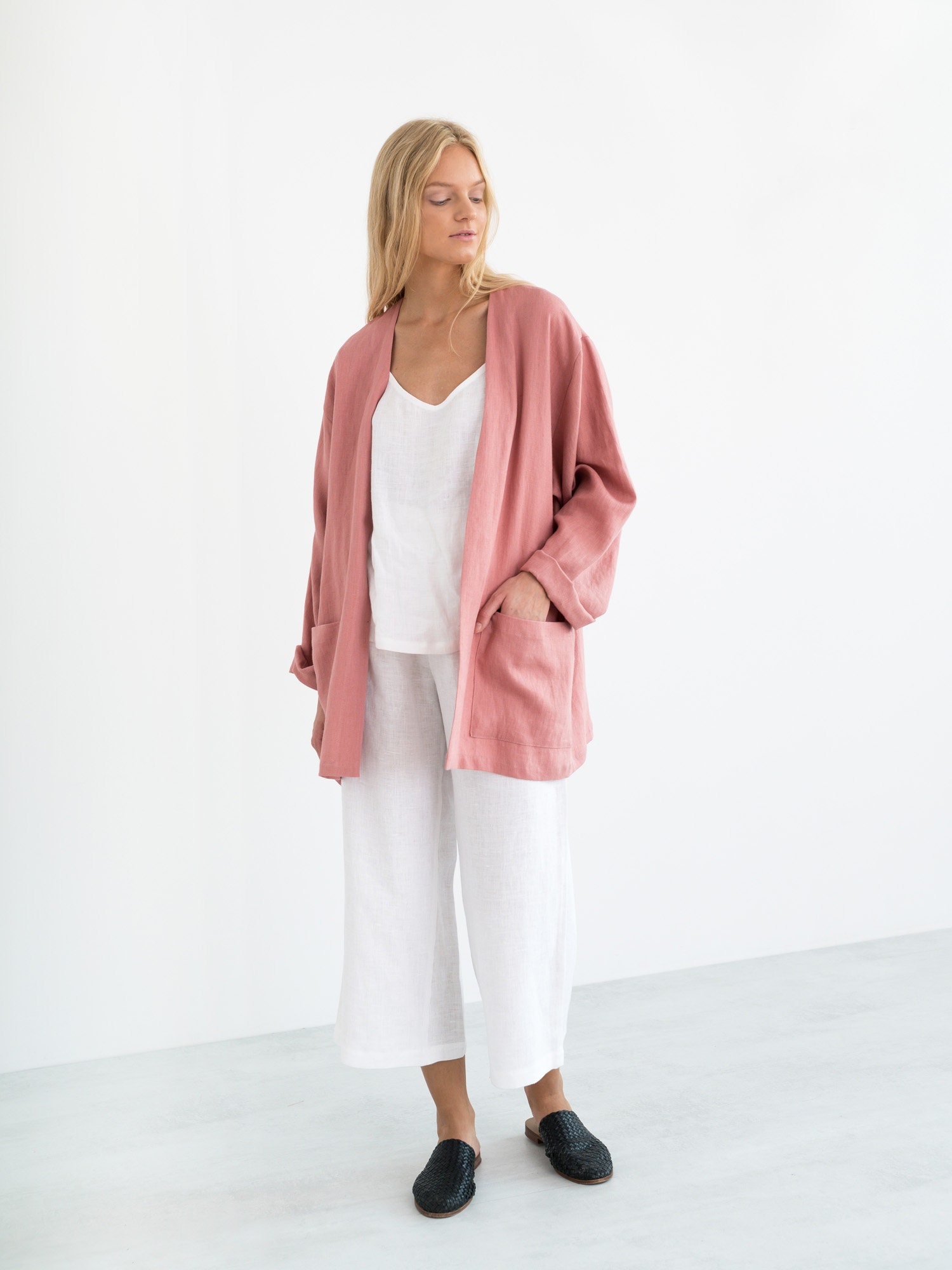 SELBY Linen Jacket / Loose Linen Blazer / Oversize Linen - Etsy