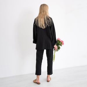 VALERIE Linen Blazer / Oversized Loose Light Linen Jacket With Pockets image 5