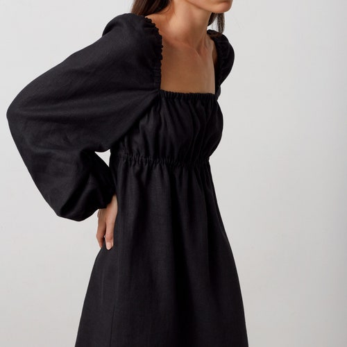 black long sleeve mini dress a line UNDRESS SOREN Black LONG-SLEEVE MINI JERSEY DRESS main image 0