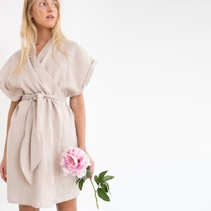 FAITH Linen Kimono Dress / Linen Wrap Dress