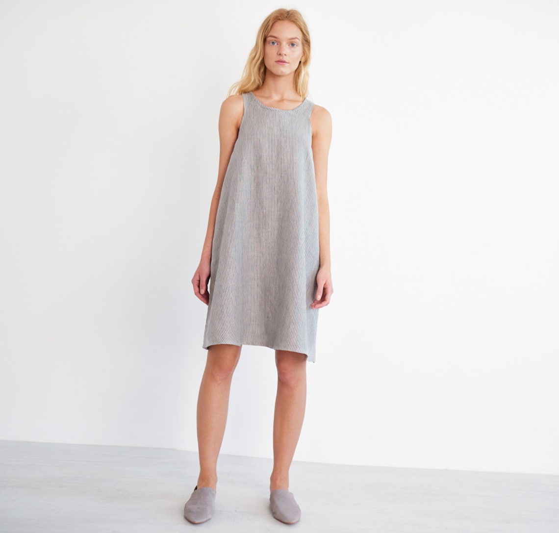Cotton Linen Shift Dresses One Shoulder Short-Length Cocktail Dresses with 3D Flowers main image 1