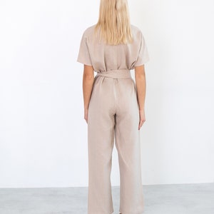 AURORA Linen Jumpsuit Women / Linen Overalls / Handmade Linen Clothing image 5