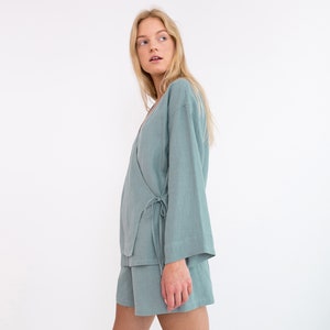 Ready to ship / DELILAH Linen Kimono Top / Tie Jacket image 3