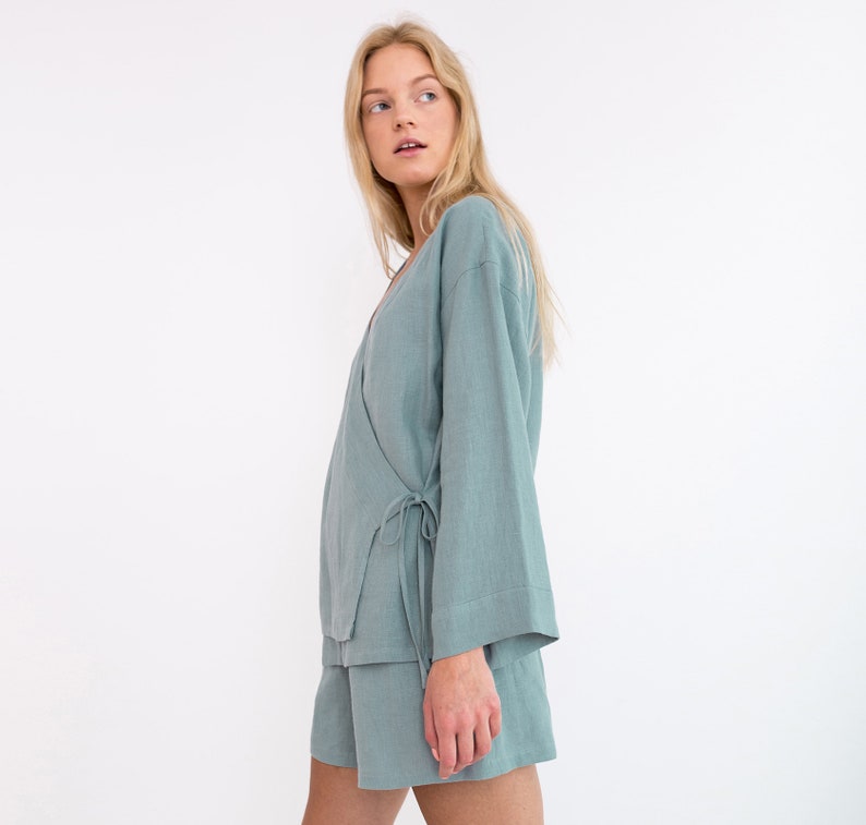 Ready to ship / DELILAH Linen Kimono Top / Tie Jacket image 3