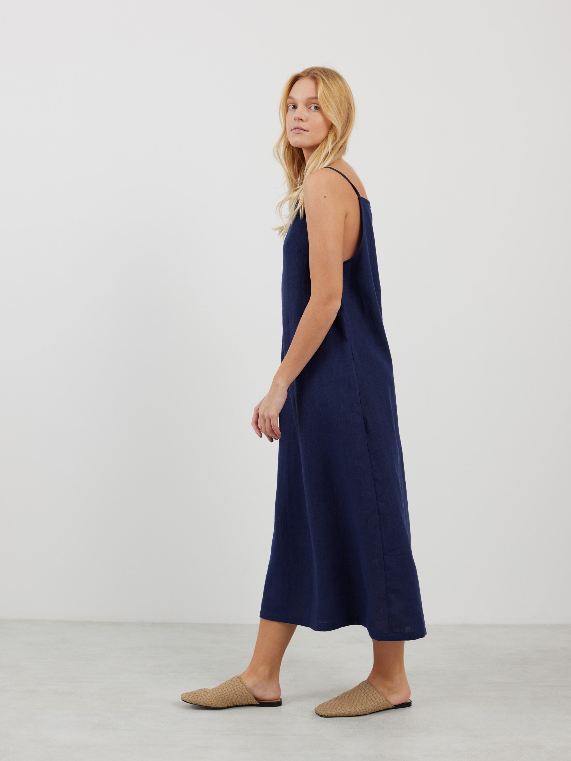 Linen Strap Dress ADALINE / Midi