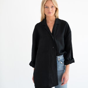 ROSEMARY Linen Jacket Black / Linen Blazer / Oversize Shirt / Handmade Clothing For Women image 3