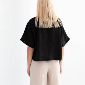 BEE Linen Blouse for Women in Black / Boxy Linen Blouse image 5