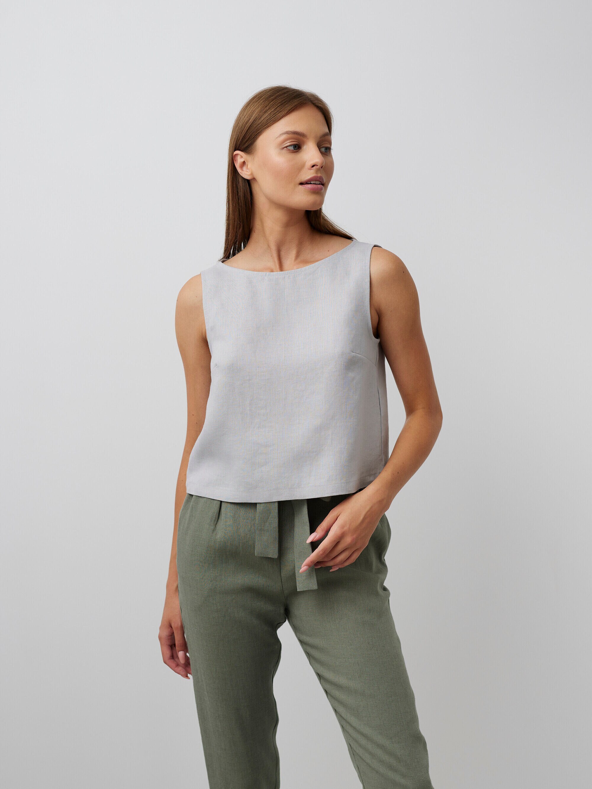 Linen Tank Top SONATE / Sleeveless Top / Linen Crop Top - Etsy