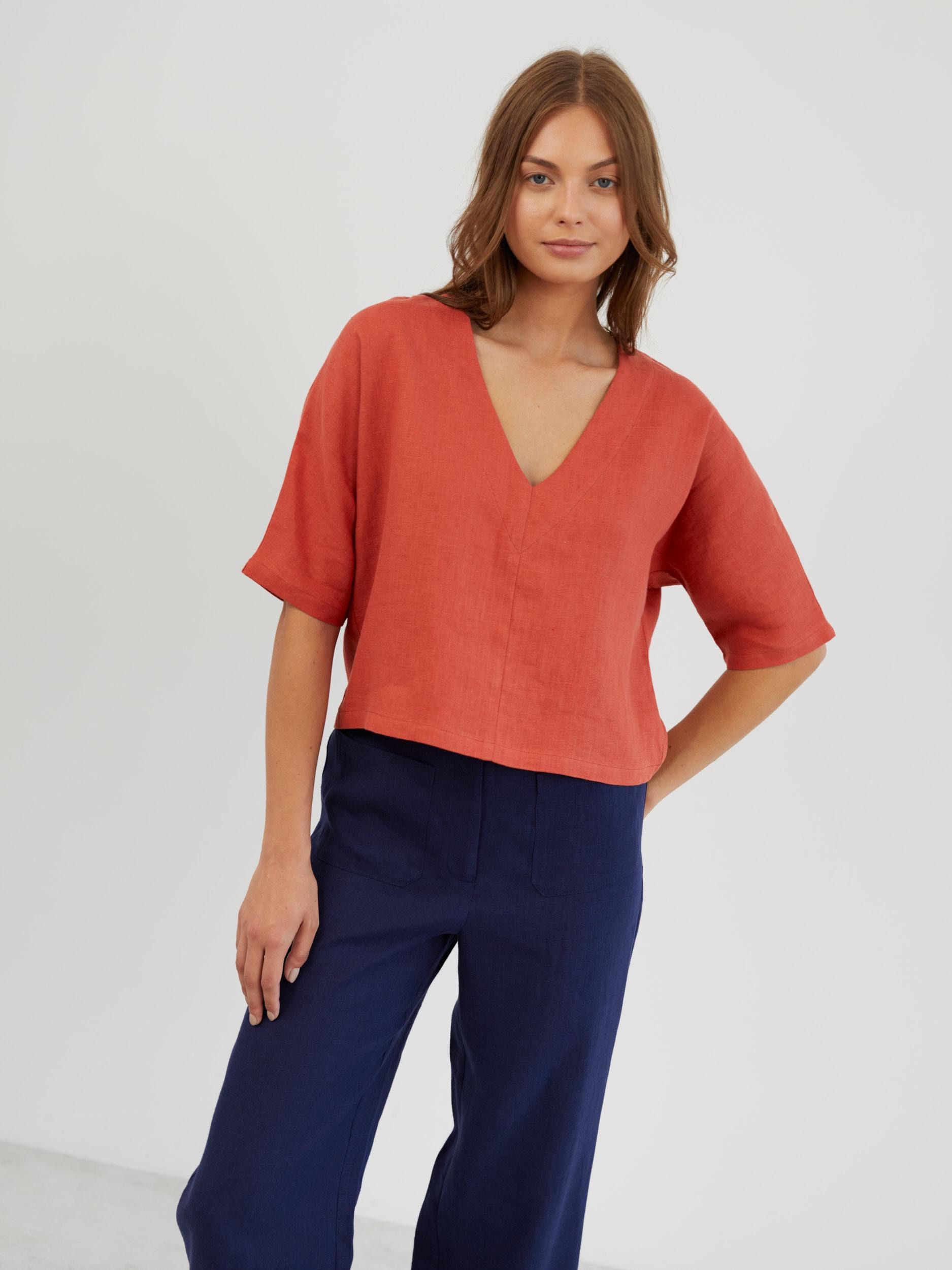 ヴィンス Vince Striped Cuffed Short Sleeve Rayon Linen V-Neck Blouse レディース シャツ Vince Striped Short Sleeve Crew Top | Shopbop