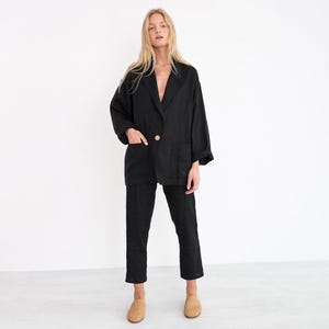 SALE Women's Linen Blazer, Single Coconut Button and Patch Pockets | VALERIE