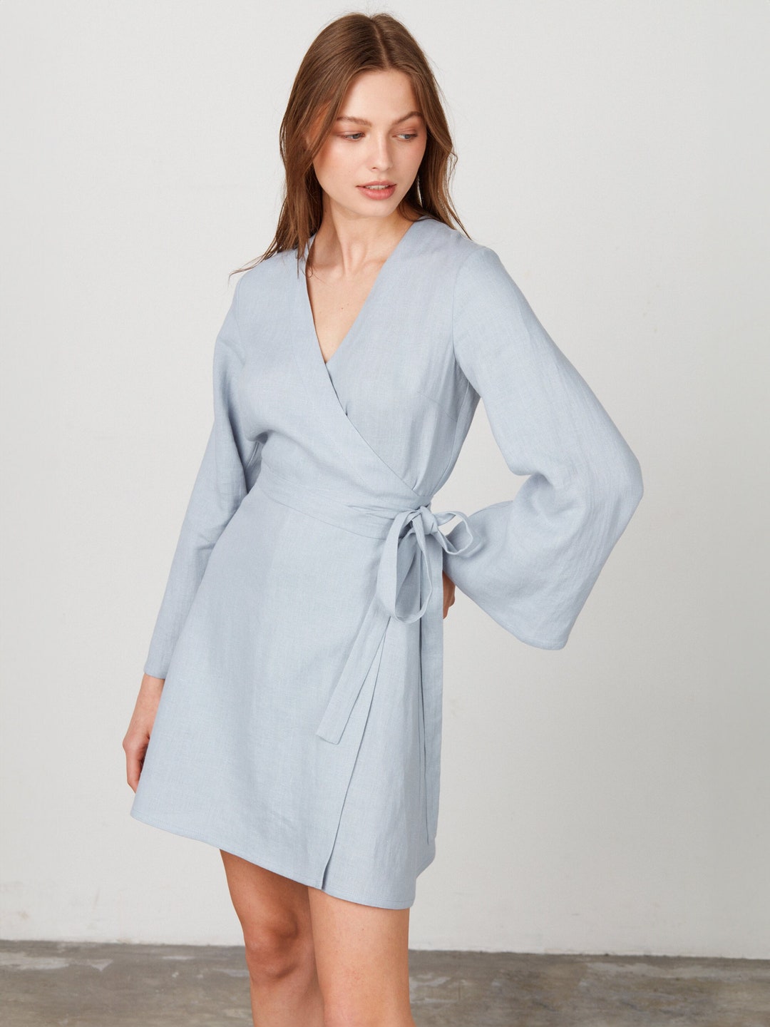 L/S Long A Line Wrap Dress