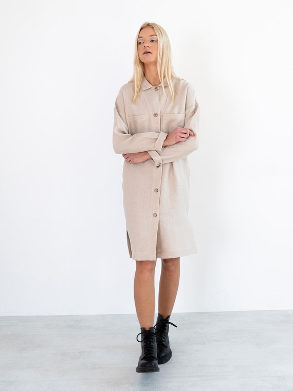 IRIS Linen Shirt Dress / Linen Summer Dress for Women - Etsy