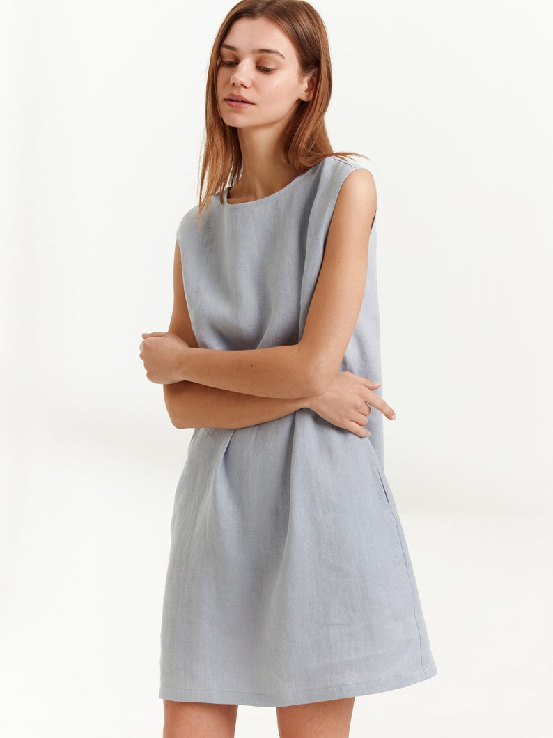 Ready to ship / AJA Linen Dress / Summer Sleeveless Linen Dress image 2