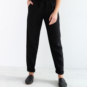 BRINLEY Linen Pants for Women / High Waisted Linen Trousers in Black image 2