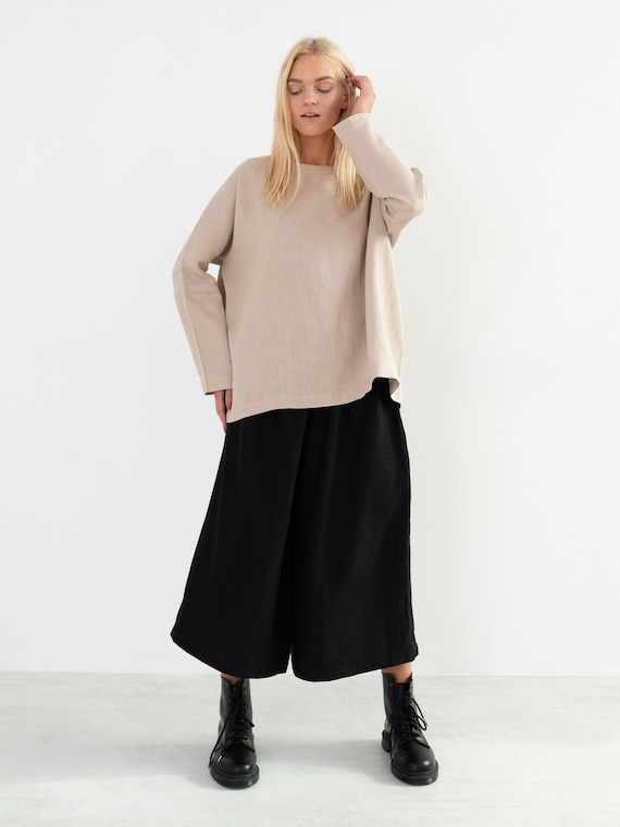 RUMI Long Sleeve Linen Blouse / Loose Linen Tunic Top