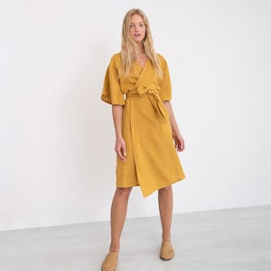 MARY Linen Wrap Dress / Linen Kimono Wrap Dress image 2