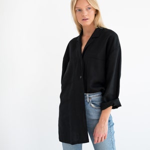 ROSEMARY Linen Jacket Black / Linen Blazer / Oversize Shirt / Handmade Clothing For Women image 5