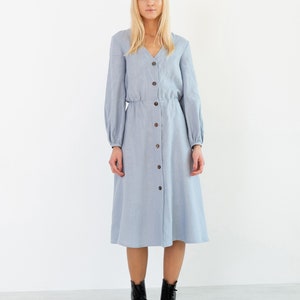 DIA Linen Button Down Dress / Long Sleeve Midi Dress image 7