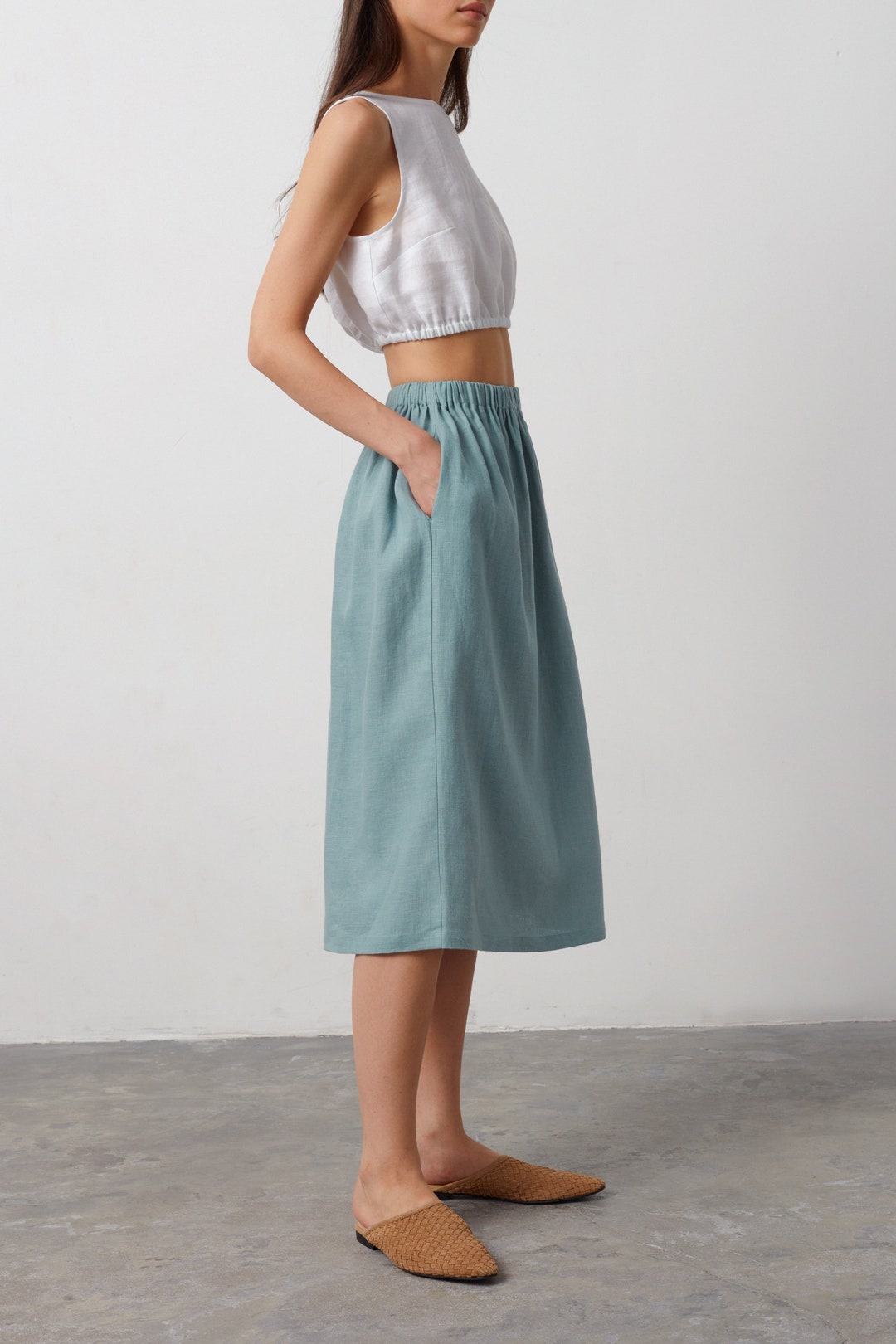 ELLE Linen Midi Skirt Women Linen Skirt Summer Linen Skirt Etsy Australia