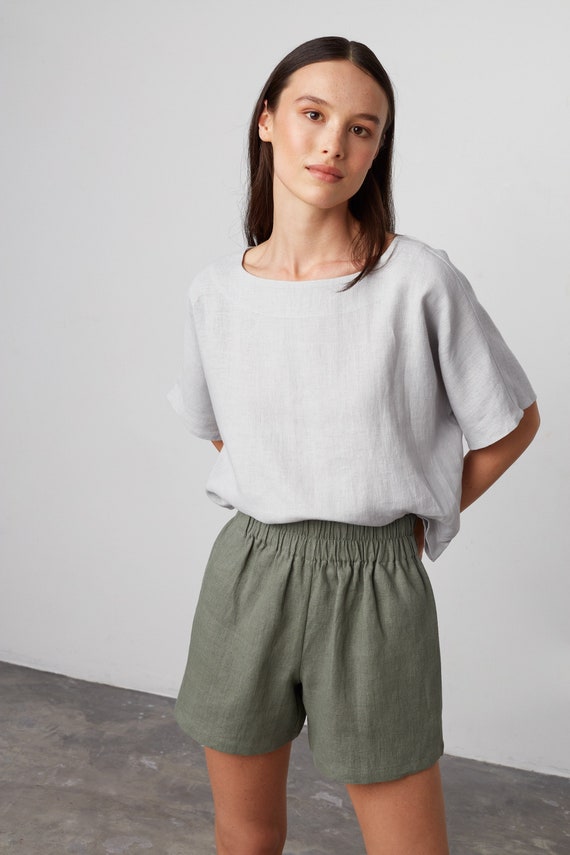 ISLA High Waisted Linen Shorts / Handmade Clothing for Women