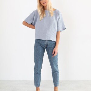 BEE Linen Blouse for Women / Boxy Linen Top / Linen Clothing image 3