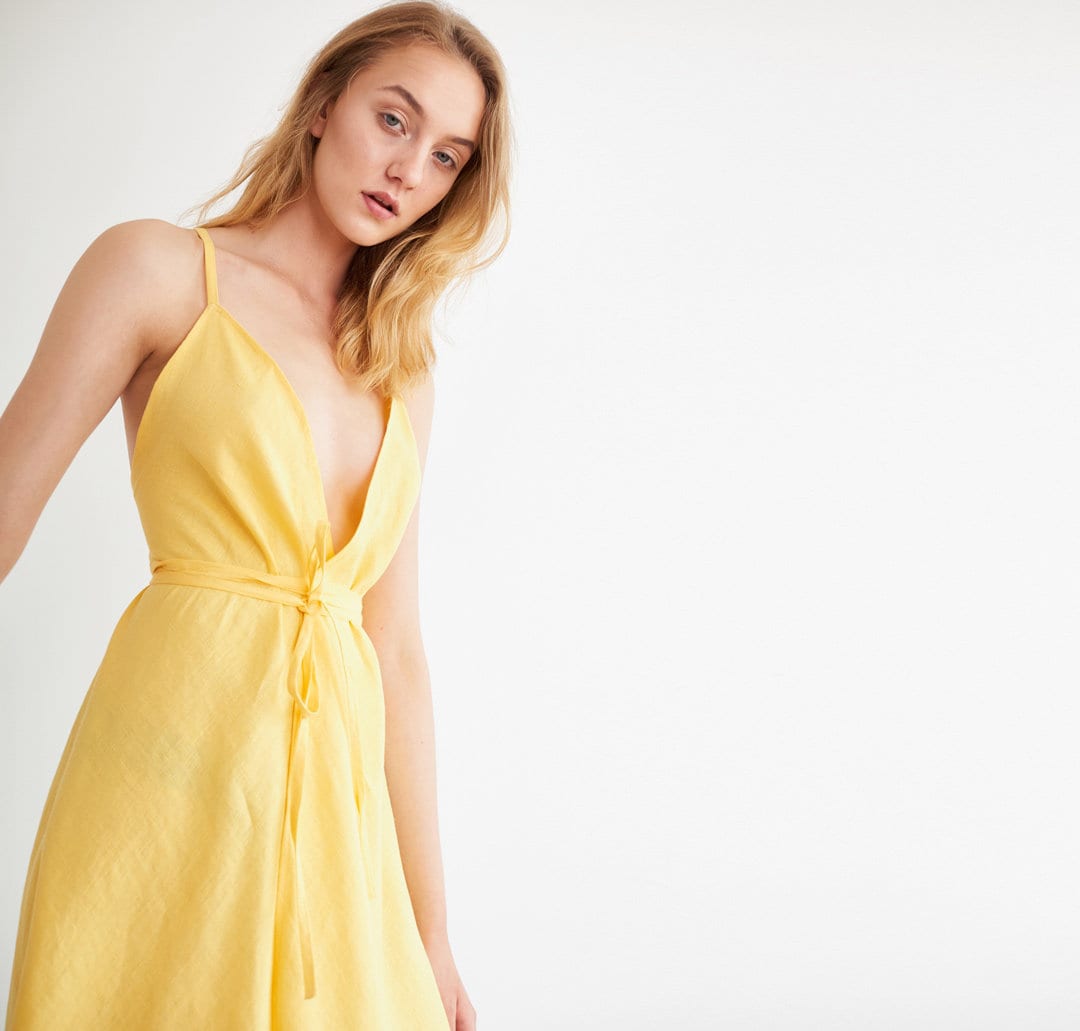 AUDREY Linen Wrap Dress / Sleeveless Summer Midi Dress for Etsy