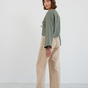 Image 4 of CASSIDY Linen Tie-Front Crop Top in Sage Green from Love and Confuse