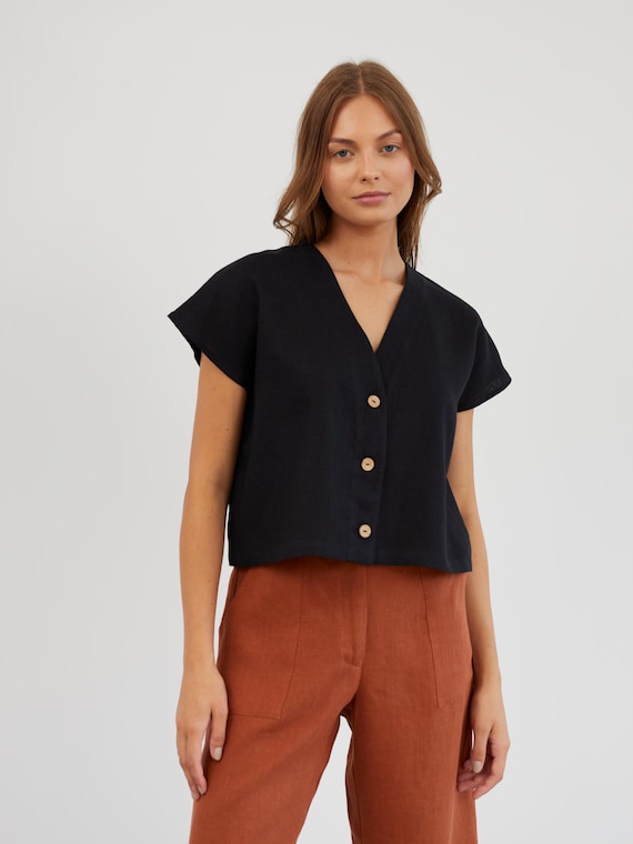 【HI FI FNK】Vita Linen Cropped Shirt Laguna Linen Relaxed Shirt - White | Faherty Brand