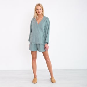 Ready to ship / DELILAH Linen Kimono Top / Tie Jacket image 2