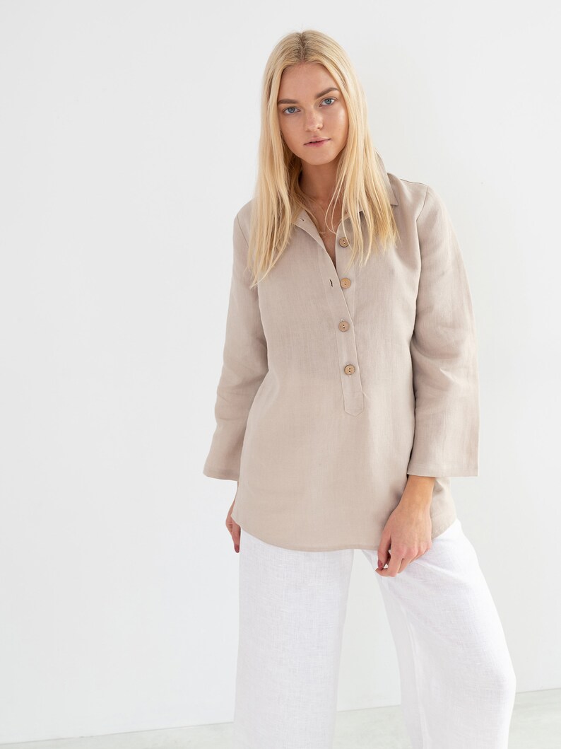 LARA WHITE WOMENS LINEN SHIRT