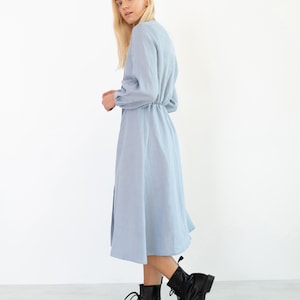 DIA Linen Button Down Dress / Long Sleeve Midi Dress image 6