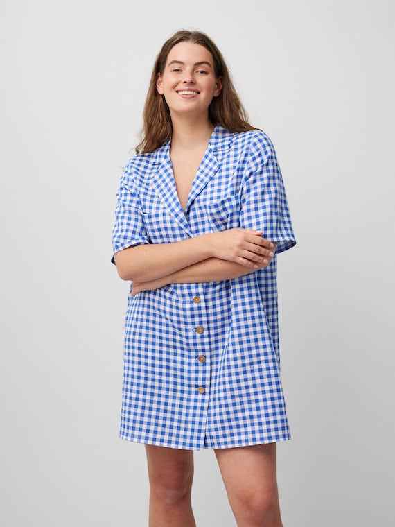 Robe chemise en lin IDA Col manches courtes Vetement fait main pour femme Etsy France