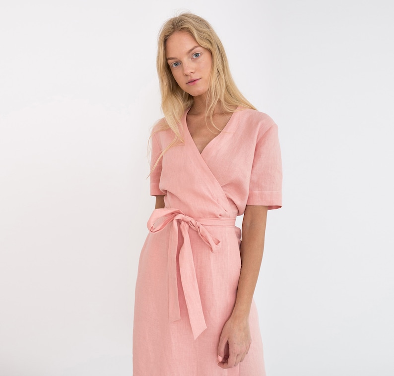 Ready to ship / BRIGITTE Linen Wrap Dress / Linen Summer Dress zdjęcie 4