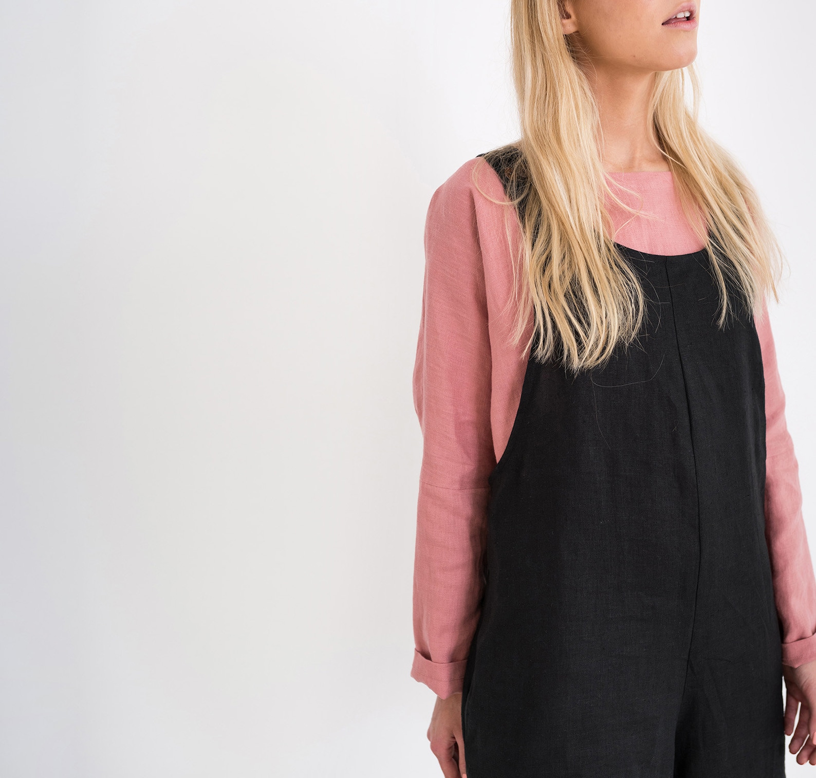 RIVER Linen Overalls Short Black / Linen Jumpsuit / Linen Etsy