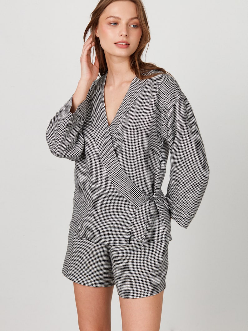 DELILAH Linen Kimono Top / Linen Kimono Jacket / Kimono Wrap Top / Linen Tie Top image 4