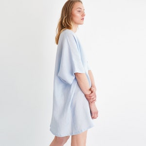 APRIL Tunic Linen Dress / Linen Kaftan Dress / Oversized Linen V Neck Dress image 2