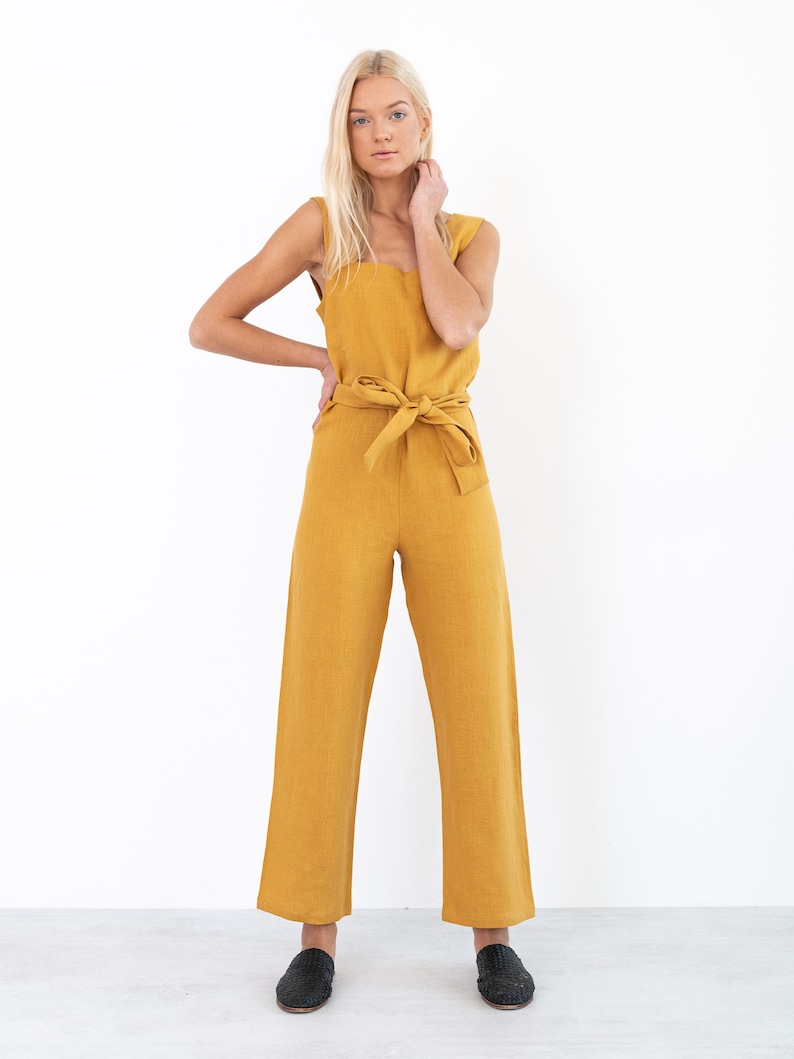 DAKOTA Linen Jumpsuit for Women / Linen Overalls / Linen Romper image 3