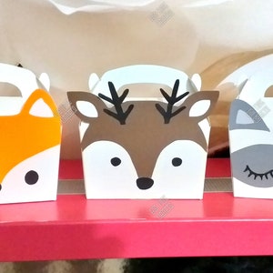 Woodland Animals favor Boxes | Whimsical Birthday Party Favor Boxes | Forest Animal Treat Boxes | Free Shipping