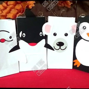 Arctic Animals Birthday Treat Bags - Winter Wonderland Party Favors - Narwhal, Polar Bear, Orca, Penguin, Seal, Beluga Whale