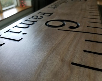 wooden growth chart ruler, personalized growth chart, engraved ruler, rustic growth chart, custom family gift