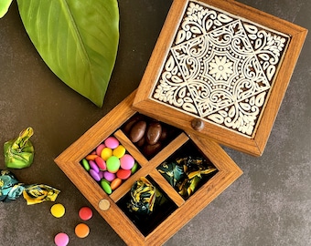 Wooden Mint Boxes | Magnetic Lock Spice Rack Container | Spice Container for Kitchen | Chocolate Box | Wooden Dry Fruit Box