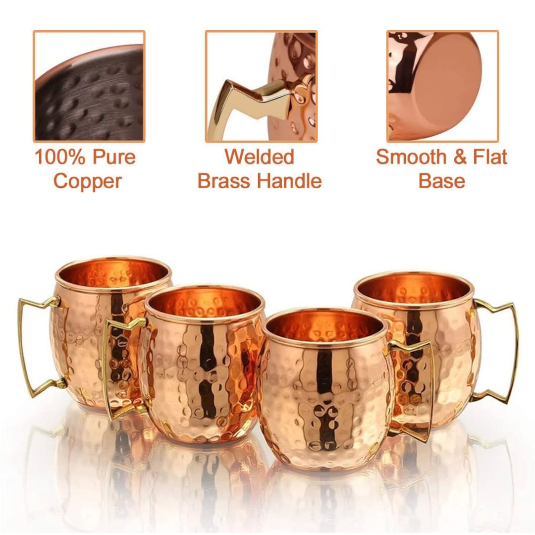 100 Pure Copper Moscow Mule Mugs, Copper Straw, Straw Cleaner