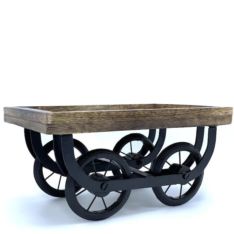 Wooden Cart on Wheels Wooden Thela Serving Tray Big Trolley Etsy