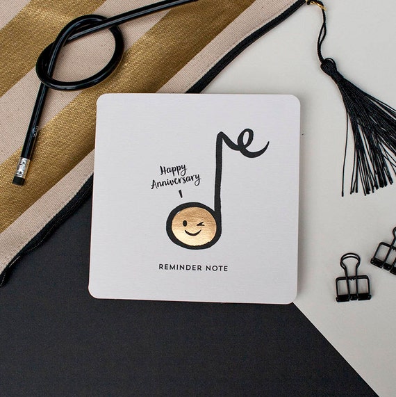 Happy Wedding Anniversary Card Funny Emoji Music Note For Etsy