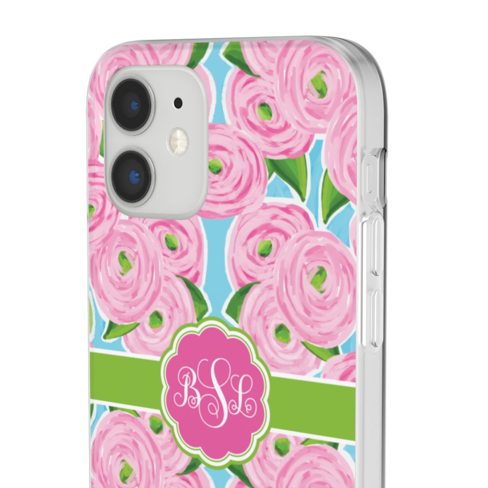Preppy Phone Case Pink Floral Monogram Phone Case pour Iphone Etsy