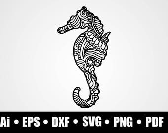 Download Seahorse mandala svg | Etsy