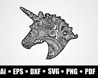 Download Unicorn mandala dxf | Etsy